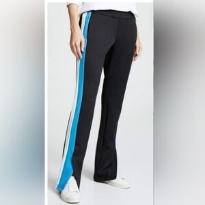 Pam & Gela blue stripe flare leg Y2K track pants with split bottom hems
